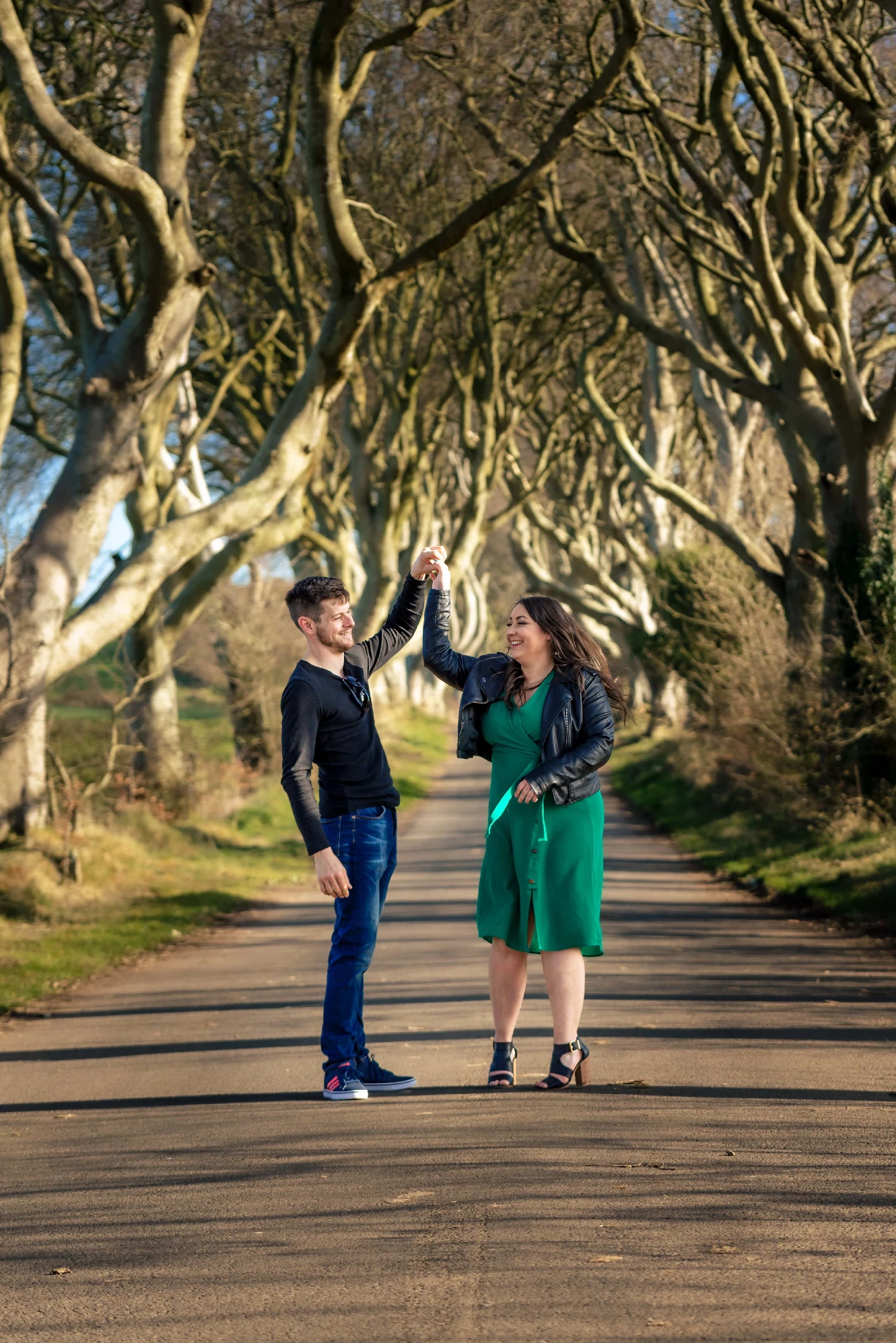 Dark hedges engagement photography in Ireland captured by a family photographer.