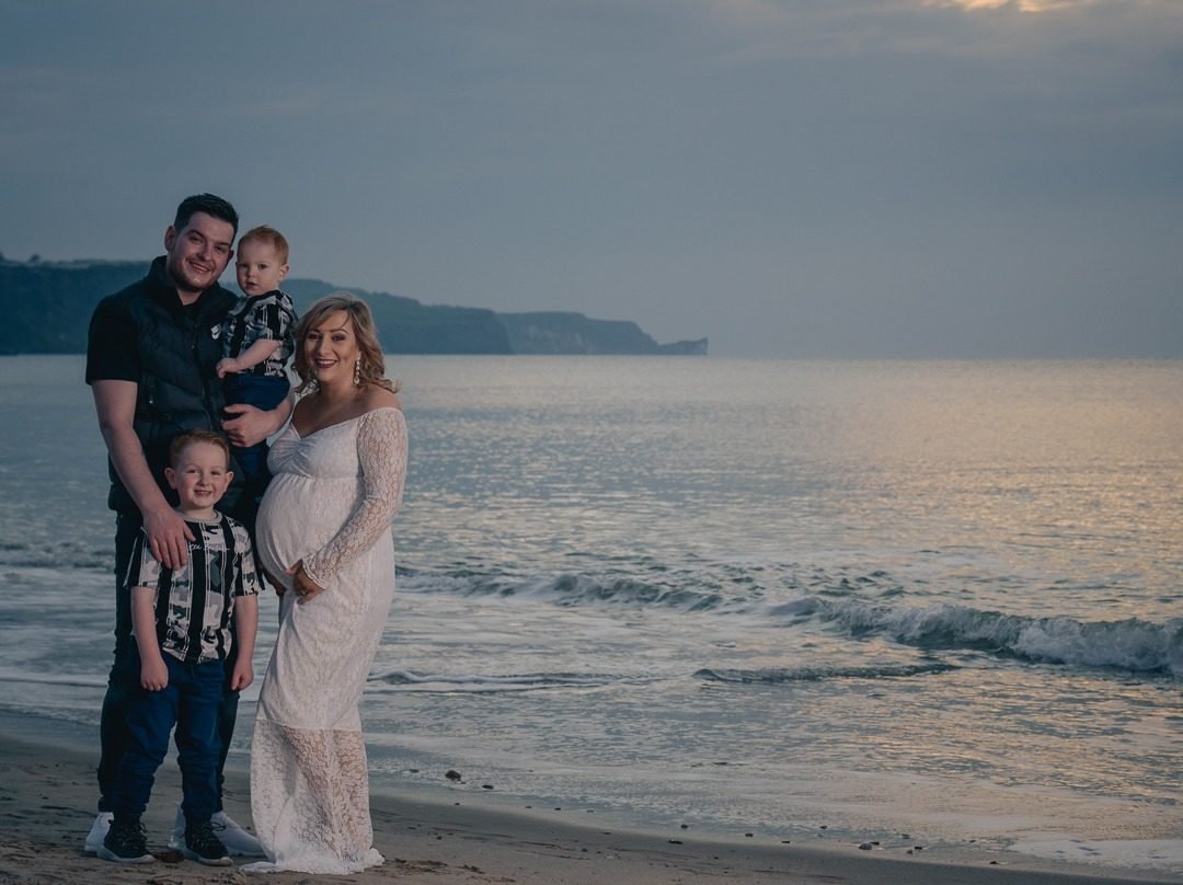 Ballycastle family photography, maternity shoot with the family