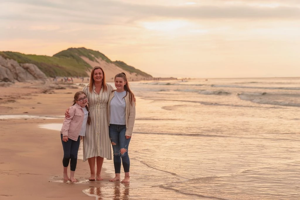 mother & daughters on the beach at sunset, family photographer